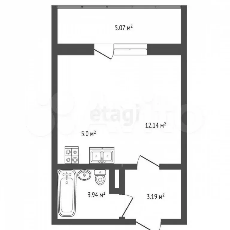 Квартира-студия, 26,8 м, 4/10 эт. - Фото 0