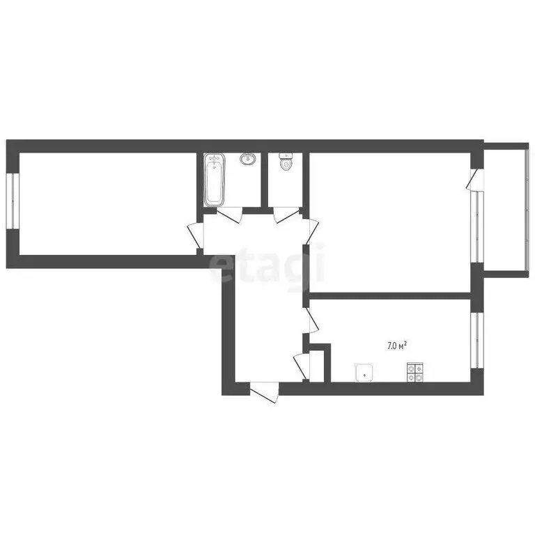 2-комнатная квартира: Тюмень, улица Ватутина, 24 (44 м) - Фото 0