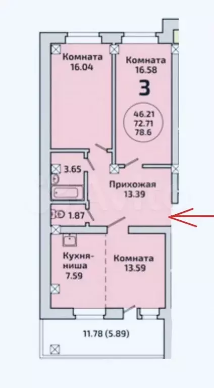 2-к. квартира, 78,6 м, 3/19 эт. - Фото 0