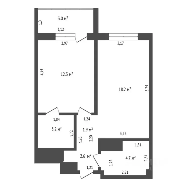 1-к кв. Тюменская область, Тюмень ул. Братьев Бондаревых, 5 (45.8 м) - Фото 2