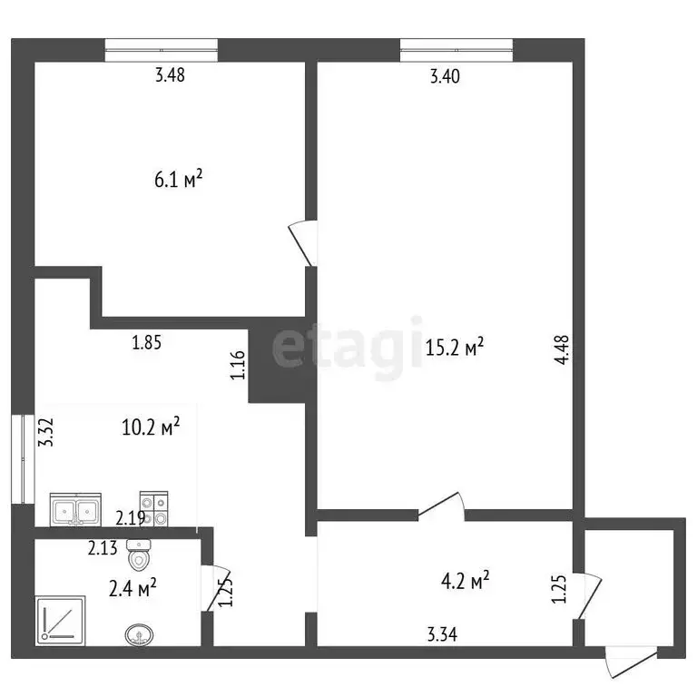 2-комнатная квартира: Сокол, улица Калинина, 7 (39 м) - Фото 1