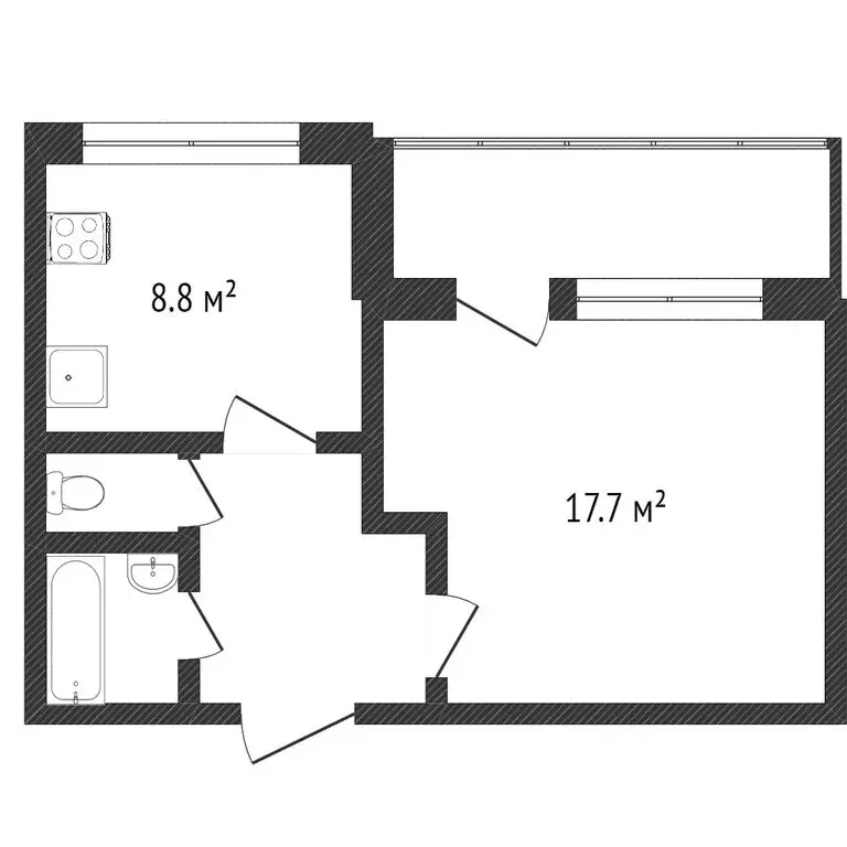 1-комнатная квартира: Златоуст, улица имени М.С. Урицкого, 40 (33 м) - Фото 1