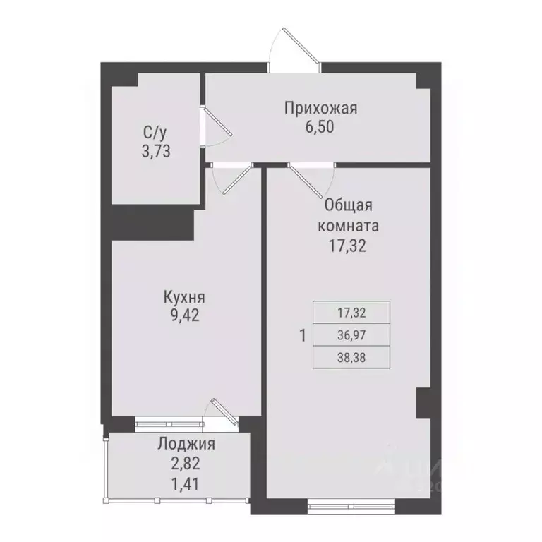 1-к кв. Саха (Якутия), Якутск Парк Победы жилой комплекс (38.38 м) - Фото 0