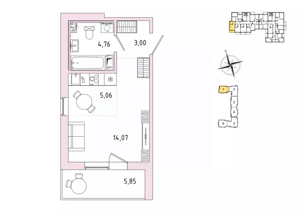 1-к кв. Ленинградская область, Гатчина Въезд мкр,  (29.82 м) - Фото 0