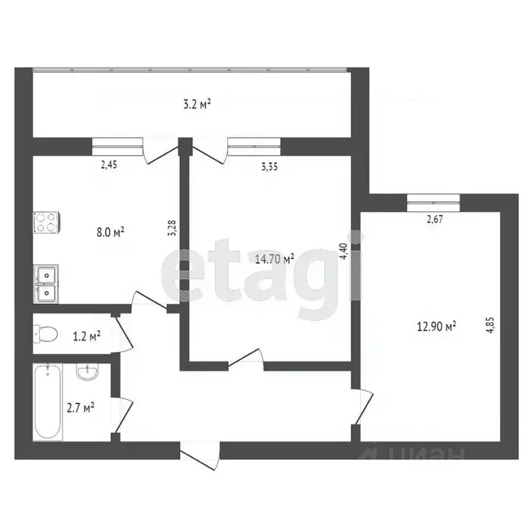 2-к кв. Тверская область, Тверь Садовый пер., 1 (50.0 м) - Фото 2