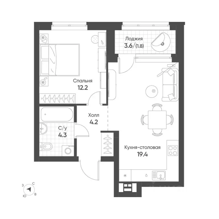 1-к кв. Свердловская область, Екатеринбург Солнечный жилрайон,  (41.9 ... - Фото 0