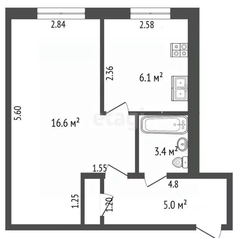 1-к кв. Хабаровский край, Хабаровск ул. Юности, 44 (31.0 м) - Фото 0