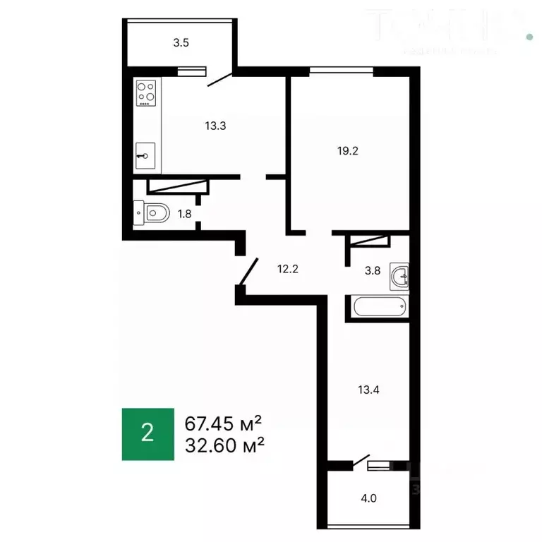 2-к кв. Пензенская область, Пенза Окружная ул., 16 (67.45 м) - Фото 0