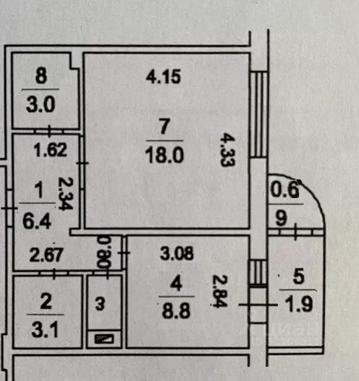 1-к кв. Московская область, Домодедово Северный мкр, ул. 1-я ... - Фото 2