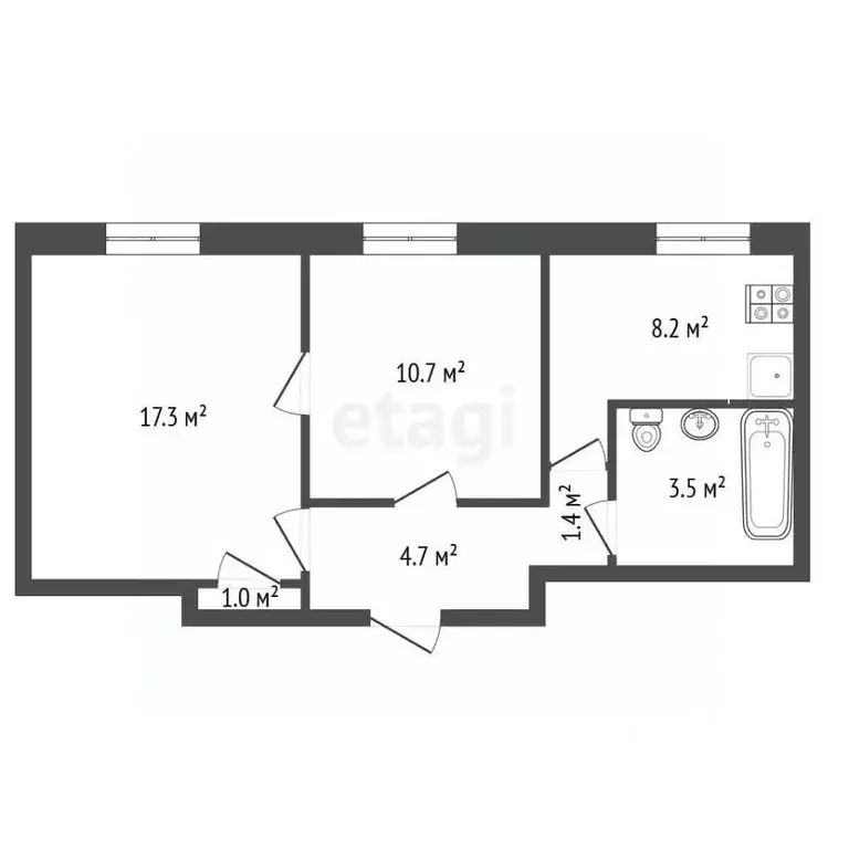 2-к кв. Нижегородская область, Нижний Новгород Ижорская ул., 23 (49.0 ... - Фото 2