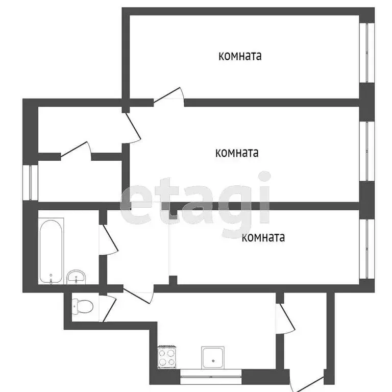 3-комнатная квартира: Заводоуковск, Профсоюзная улица, 1 (65 м) - Фото 1