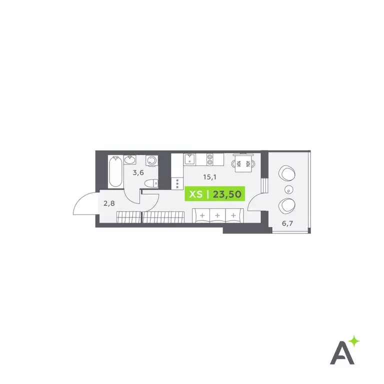 Квартира-студия: Кудрово, Солнечная улица, 10к1 (23.5 м) - Фото 1