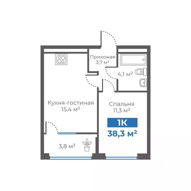 1-к кв. Тюменская область, Тюмень Интернациональная ул., 199А (38.3 м) - Фото 0