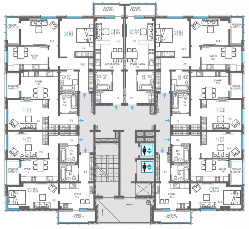 2-к кв. Крым, Симферополь ул. Трубаченко, 21 (67.4 м) - Фото 1