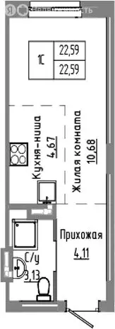 Квартира-студия: Краснообск, жилой комплекс Базилик (22.59 м) - Фото 1
