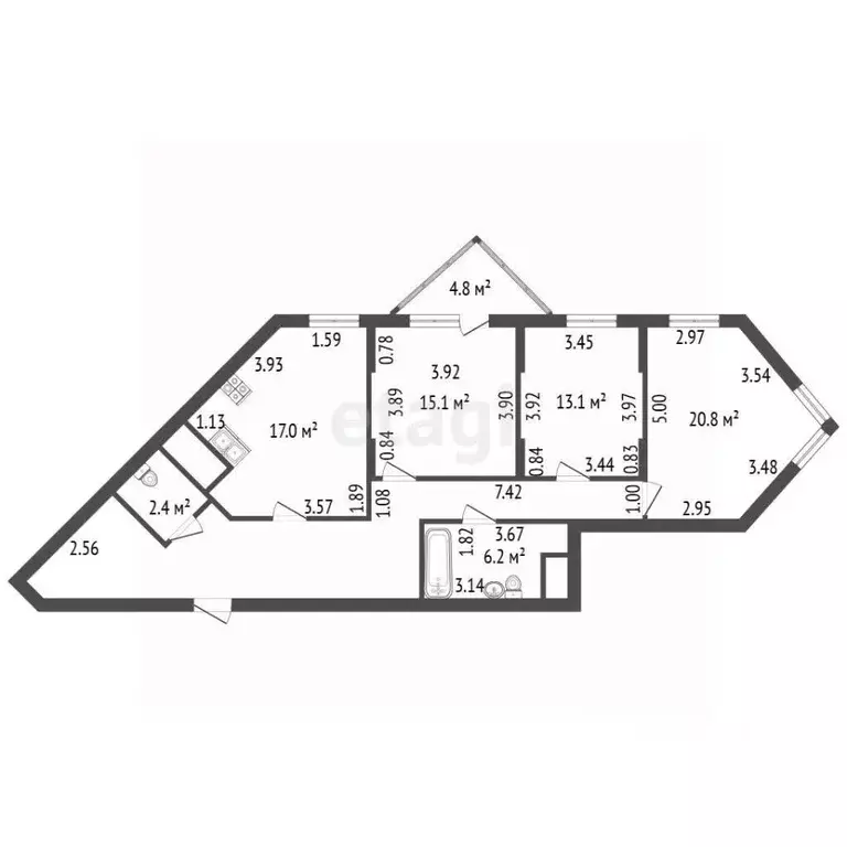 3-к кв. Санкт-Петербург Ленинский просп., 74к3 (98.8 м) - Фото 2