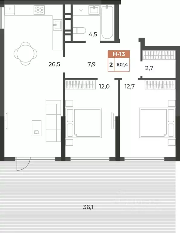 2-к кв. Крым, Симферополь ул. Караимская, 50 (102.4 м) - Фото 0