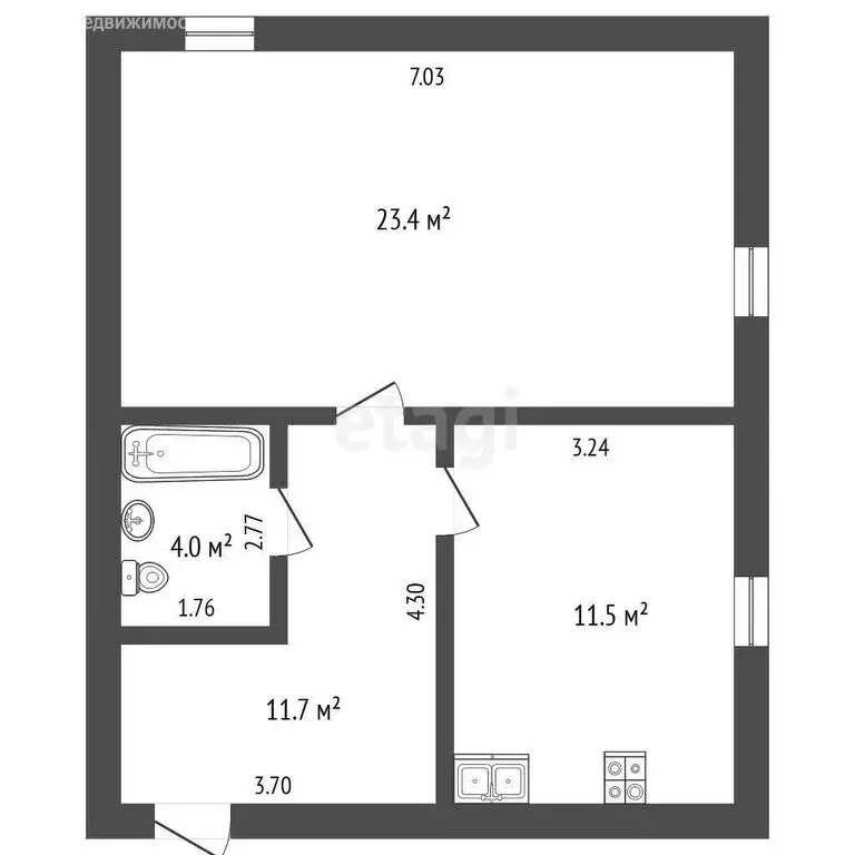 1-комнатная квартира: Гурьевск, улица Лермонтова, 2В (50.3 м) - Фото 0