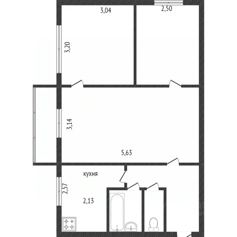 3-к кв. Омская область, Омск Взлетная ул., 3Б (49.2 м) - Фото 1