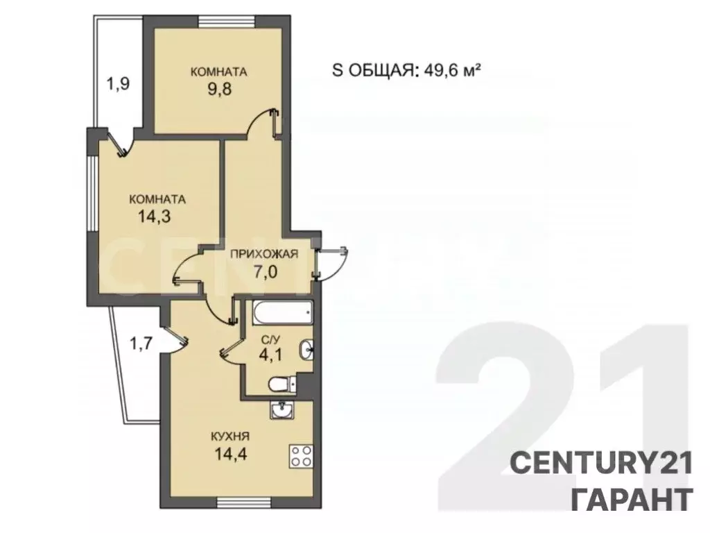 2-к кв. Ленинградская область, Ломоносовский район, Виллозское ... - Фото 2