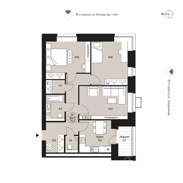 3-к кв. Коми, Сыктывкар ул. Карла Маркса, 165 (79.4 м) - Фото 0