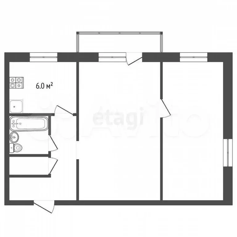 2-к. квартира, 40,3 м, 5/5 эт. - Фото 1