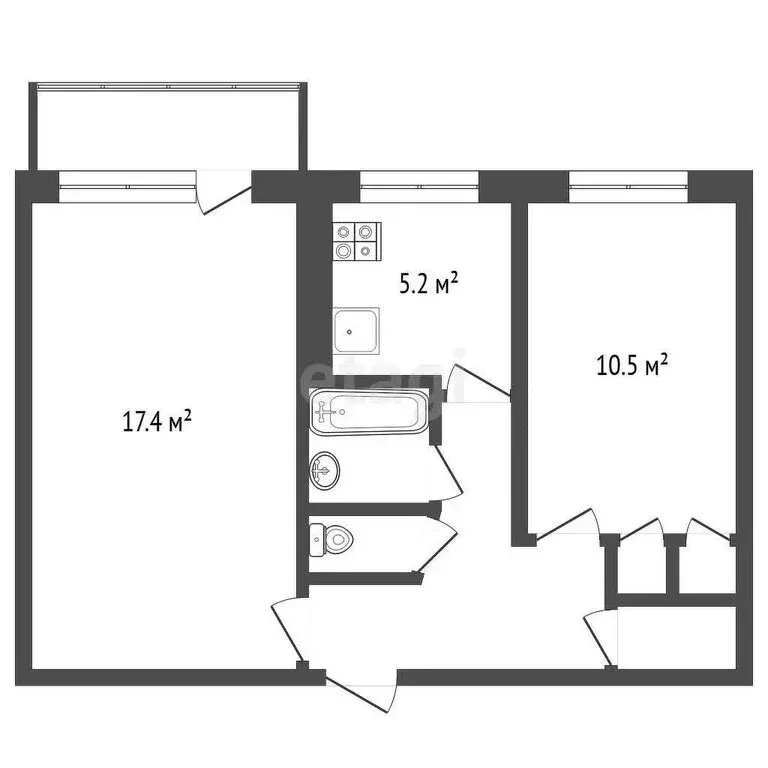 2-комнатная квартира: Вилючинск, улица Победы, 18 (44 м) - Фото 0