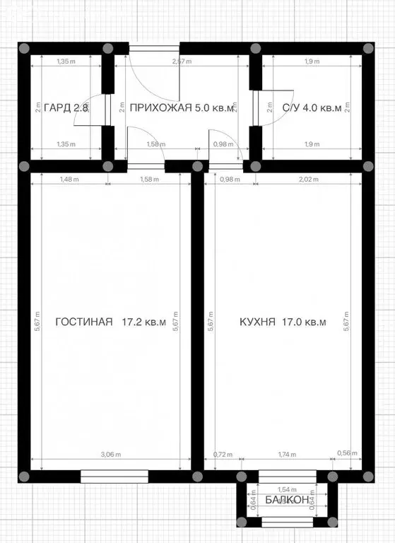1-комнатная квартира: Нальчик, улица Чернышевского, 197 (46 м) - Фото 0