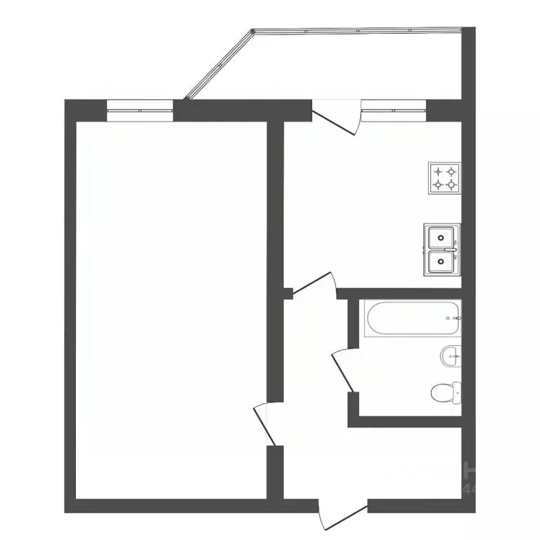 1-к кв. Тюменская область, Тюмень Волгоградская ул., 67 (33.5 м) - Фото 2
