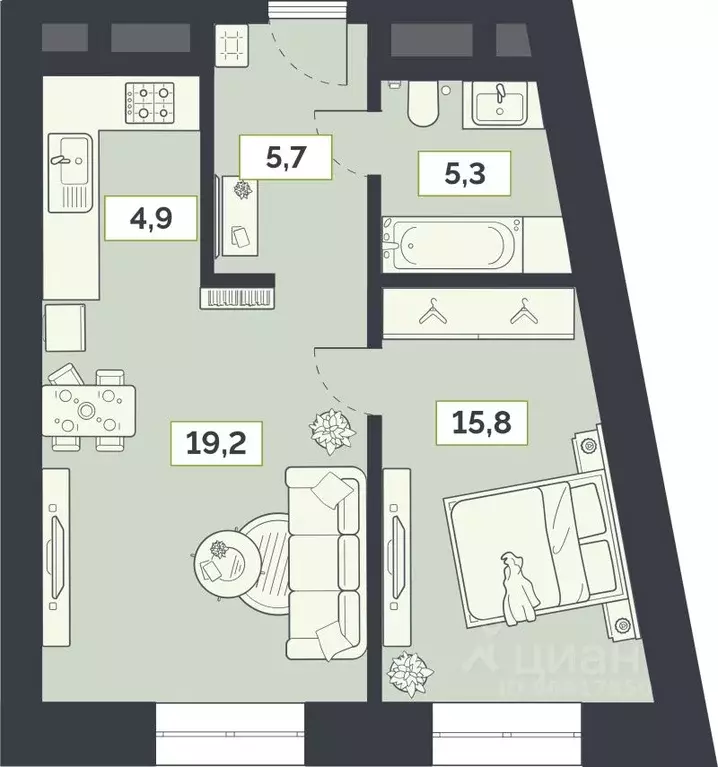 1-к кв. Москва Староалексеевская ул., 5А (50.8 м) - Фото 0