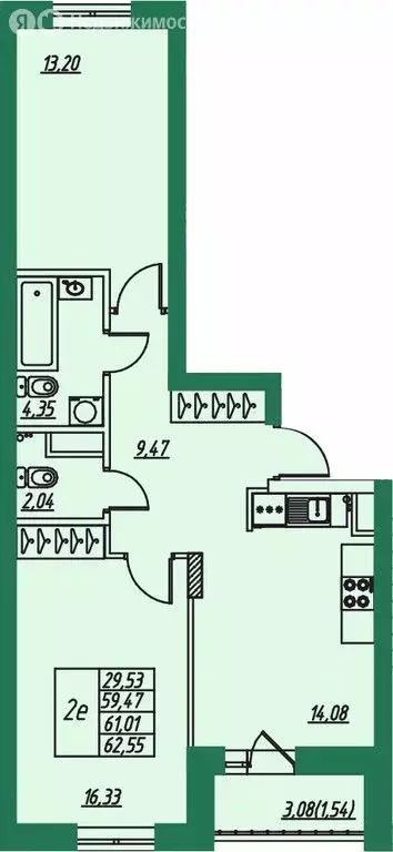 2-комнатная квартира: городской округ Владимир, посёлок ... - Фото 1