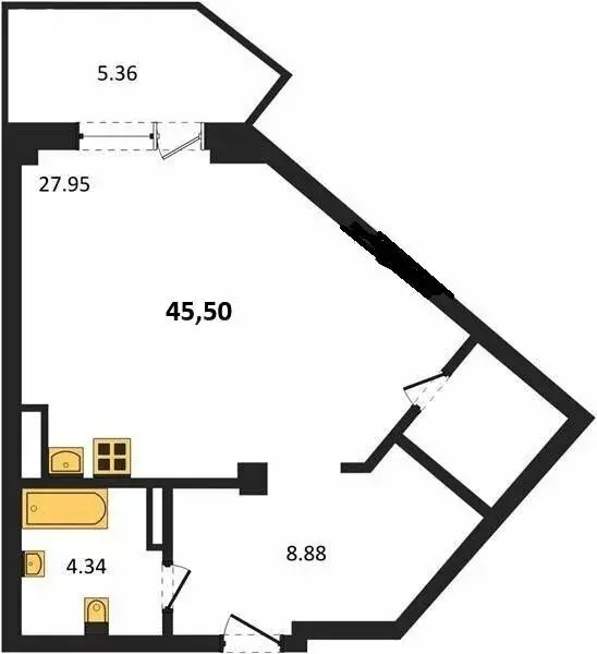 Квартира-студия: Севастополь, улица Лётчиков, 10 (45.5 м) - Фото 1