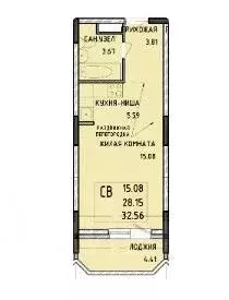 Студия Тульская область, Тула Рязанская ул., 19 (28.1 м) - Фото 2