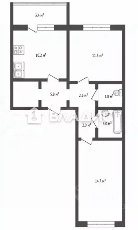 2-к кв. Владимирская область, Ковров Лиственная ул., 80 (51.3 м) - Фото 2