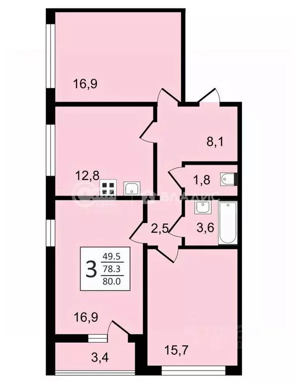 3-к кв. Воронежская область, Воронеж ул. Пескова, 8 (80.0 м) - Фото 0