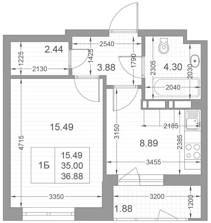 1-комнатная квартира: Казань, улица Петра Полушкина, 10/2 (36.88 м) - Фото 1