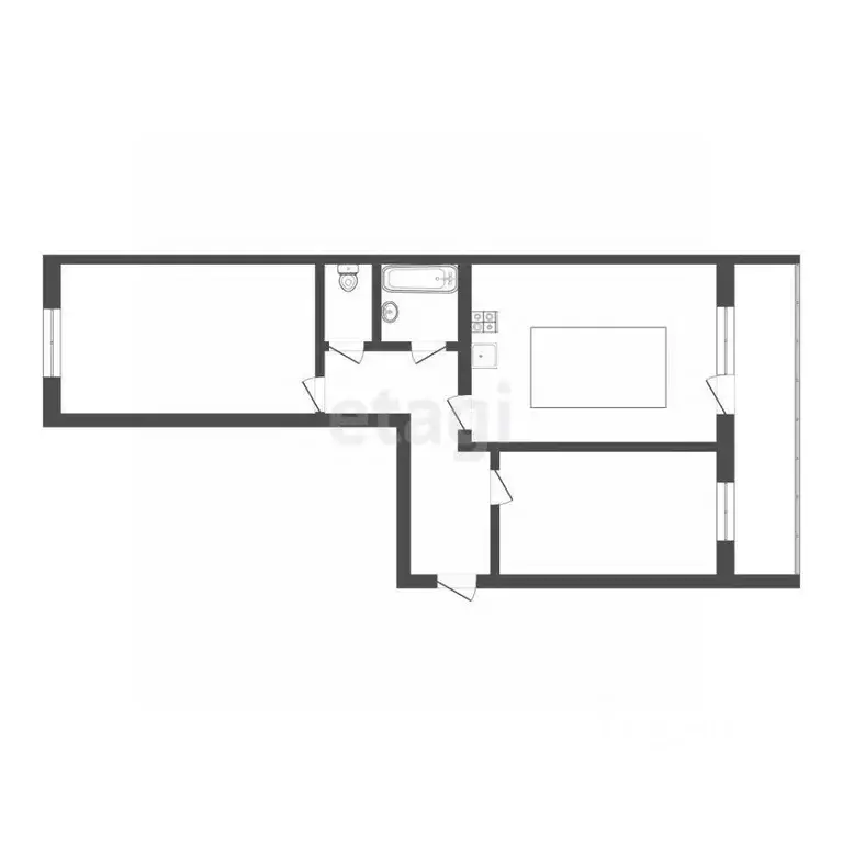 2-к кв. Томская область, Томск Карский пер., 1 (60.1 м) - Фото 2