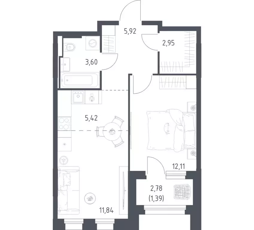 1-комнатная квартира: посёлок городского типа Заречье, ЖК Заречье ... - Фото 1
