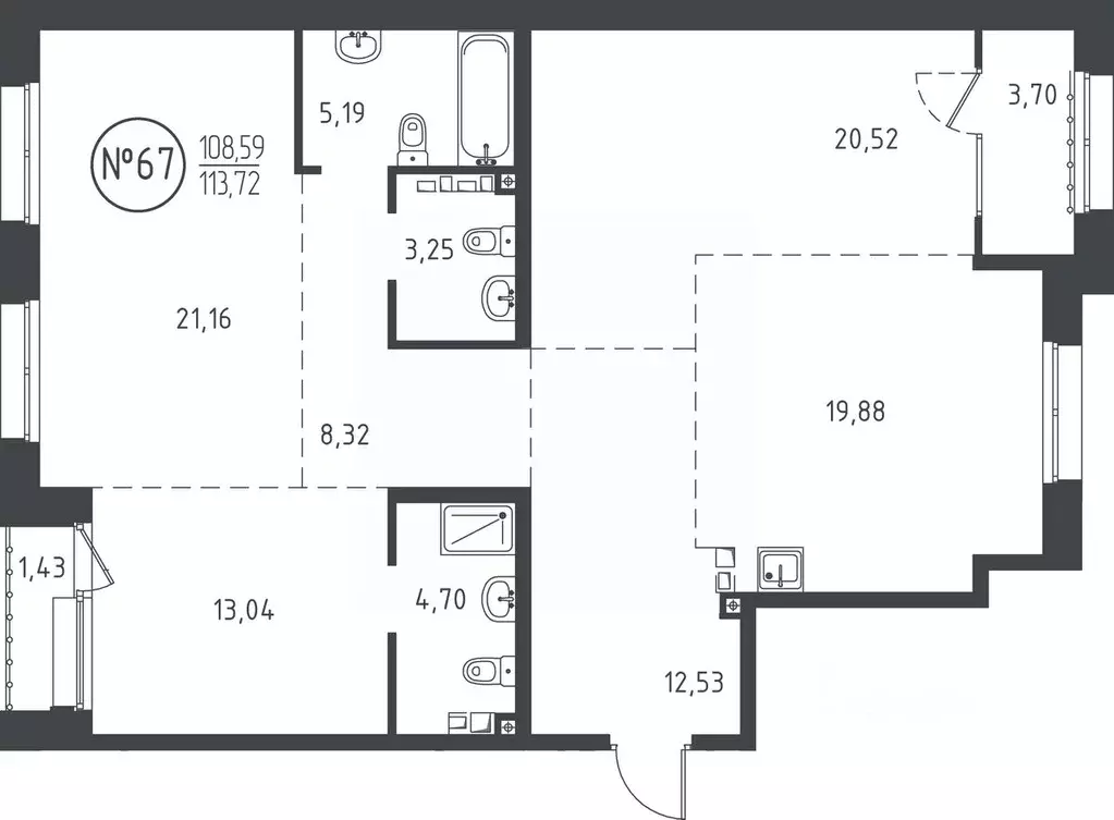 3-к кв. Иркутская область, Иркутск ул. Эдуара Дьяконова, 10 (112.8 м) - Фото 0