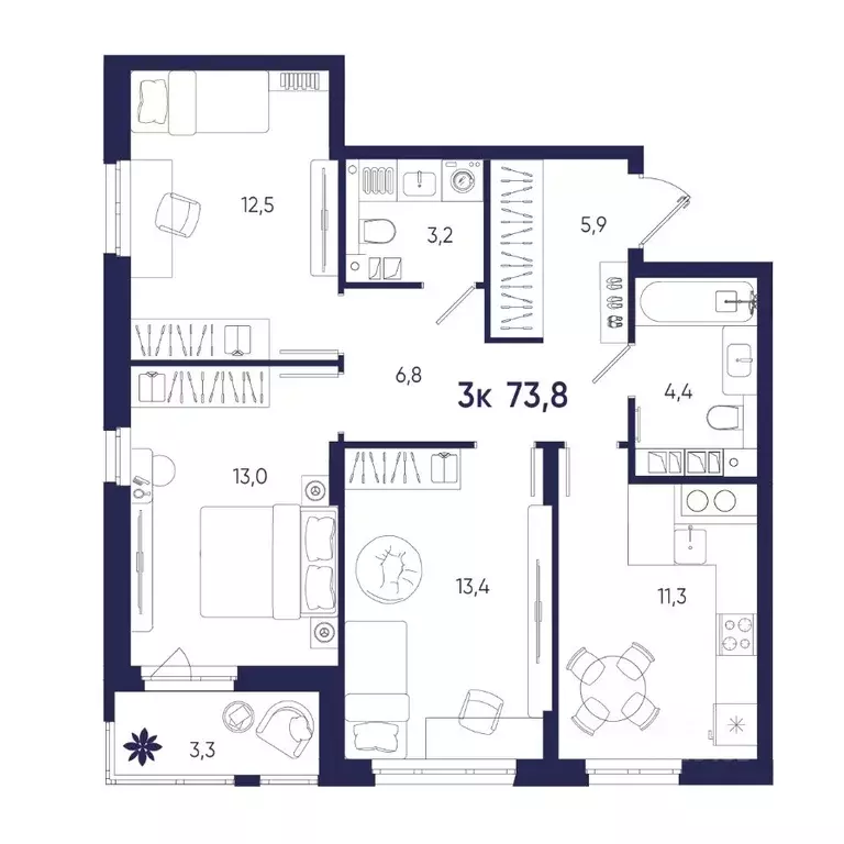 3-к кв. Пензенская область, Пензенский район, Мичуринский сельсовет, ... - Фото 1