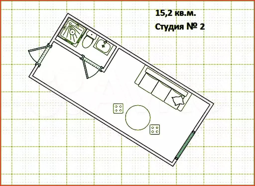 Квартира-студия, 15,5 м, 1/4 эт. - Фото 0