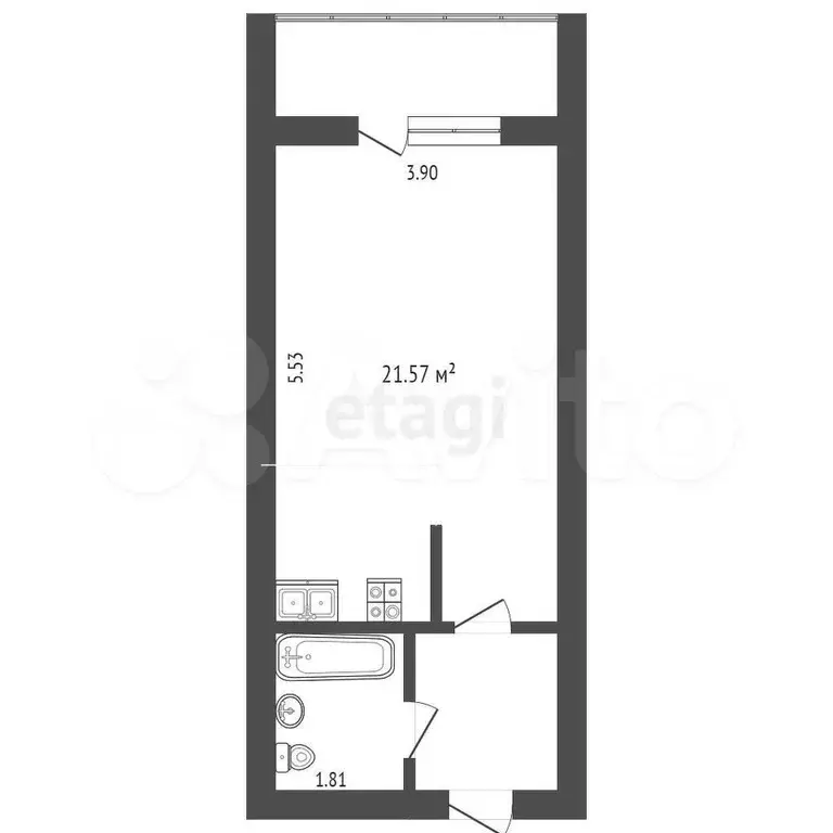 Квартира-студия, 28,4 м, 5/12 эт. - Фото 0