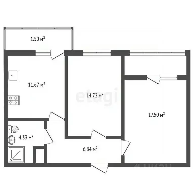 2-к кв. Крым, Симферополь ул. Батурина (55.0 м) - Фото 1