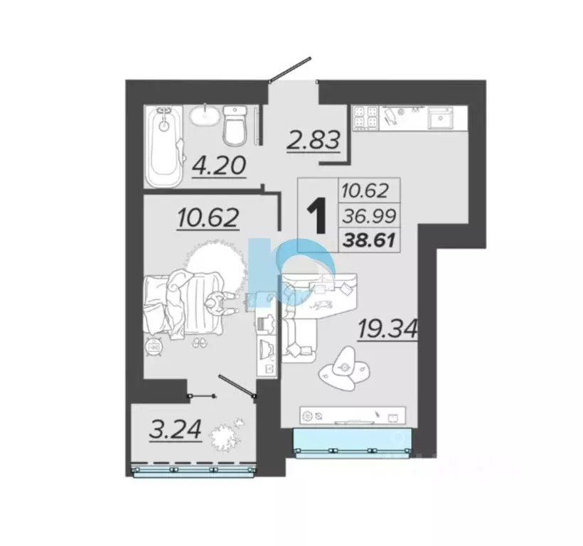 1-к кв. Брянская область, Брянск пл. Карла Маркса, 5 (38.6 м) - Фото 1
