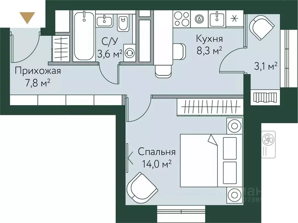 1-к кв. Волгоградская область, Волгоград Новосибирская ул., 74 (36.8 ... - Фото 0