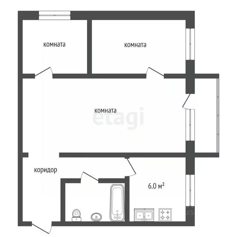 3-к кв. Тамбовская область, Тамбов Красноармейская ул., 3 (47.5 м) - Фото 2