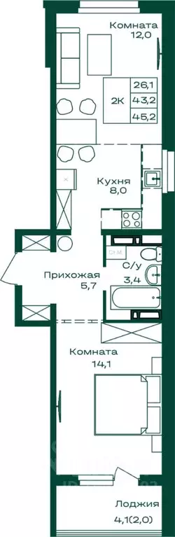 2-к кв. Алтай, Майминский район, с. Майма  (45.2 м) - Фото 0