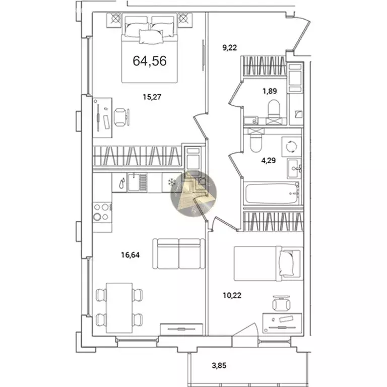 2-комнатная квартира: Санкт-Петербург, Суздальское шоссе, 18к4 (64.56 ... - Фото 0