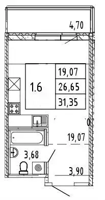 Квартира-студия, 28,5 м, 16/22 эт. - Фото 0