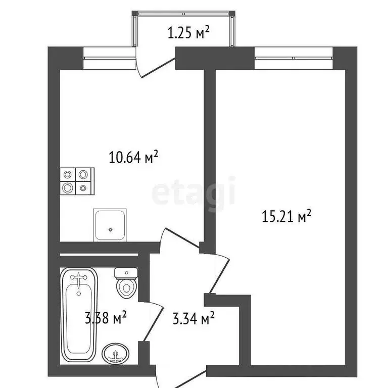 1-комнатная квартира: Патрушева, улица Николая Гоголя, 9 (32.4 м) - Фото 1